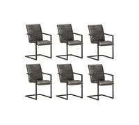 Eetkamerstoelen 6 st echt leer grijs3059808