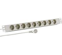EFB 19" 1HE Steckdosenleiste 9xCEE 7/3 ohne Schalter,Alu,gra