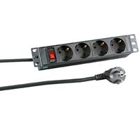 EFB Bloc multiprise 10" 1HE 4 x CEE 7/3 avec Interrupteur, Aluminium, Gris