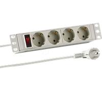 EFB 10" 1HE Steckdosenleiste 4xCEE 7/3 mit Schalter,Alu,grau