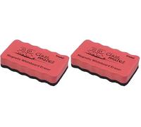 Effaceur magnétique Trodat pour tableau blanc - de couleur rouge - Taille : 10,5 x 5,5 x 1,8 cm - idéal pour enlever toutes les marques de feutres sur tableau blanc (Lot de 2)