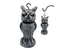 Effaroucheur Oiseau Hibous Anti Pigeons - Réaliste Répulsifs Chouette Épouvantail Tête Rotative 360° pour Jardin, Balcon et Extérieur, Chasse Oiseaux, Écureuils, Pics, en PE Résistant, 13x12x27cm
