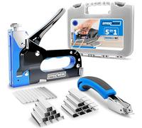 EffektWerk - Pistolet Agrafeur 5 en 1 - Agrafeuse Robuste + 1500 Agrafes + Dégrafeur pour Bois, Tissu, Treillis Métallique - Construction, Bricolage, Rembourrage