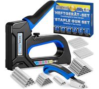 EffektWerk - Pistolet Agrafeur 8 en 1 - Agrafeuse Robuste + 4500 Agrafes + Dégrafeur pour Bois, Tissu, Treillis Métallique - Rembourrage, Bricolage, Construction