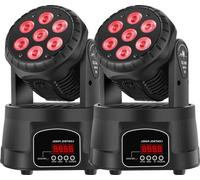 Effet de projecteur de scène, Mini Moving Head, 4in1 RGBW Wash Strobe, 2pcs, EU-Stecker