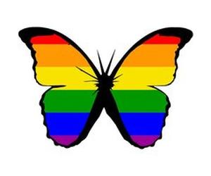effet papillon LGBT - 10x7cm - Sticker/autocollant G