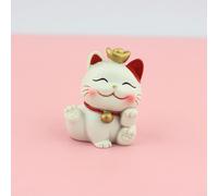 EffiFish 1 figurine de chat porte-bonheur Maneki Neko en résine peinte à la main pour décoration de maison ou de voiture pour bureau, étagère, tableau de bord, blanc, pour mini décoration (1)