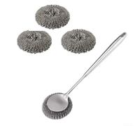 EffiFish Brosse Nettoyage 304 Anti-Rouille pour Casseroles Brûlées Brosse | Acier SUS304 pour robuste, tête interchangeable pour facile, poils fins efficaces, manche long 37cm, pour idéal casseroles