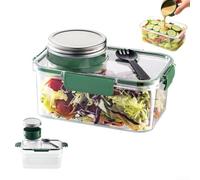 EffiFish Kit de saladier portable 7,7 tasses avec tasse à sauce - Boîte à déjeuner étanche pour la préparation des repas - Conteneur de stockage des aliments transparent avec fourchette 22 x 15 x 13