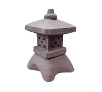 EffiFish Lanterne pagode à énergie solaire, statue de jardin zen, décoration en résine résistante aux intempéries, lumière de cour de style japonais, décoration d'allée LED vacillante (A)