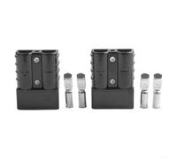EffiFish Lot de 2 connecteurs d'alimentation pour chariot élévateur 50 A 600 V pour bornier de batterie pour câbles de batterie, ensemble de contacts en cuivre plaqué argent (noir)