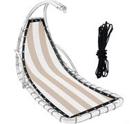 EffiFish Lot de 2 housses de siège de rechange en textilène à rayures pour balancelle suspendue, 64 x 197 x 23 cm, tissu d'extérieur durable avec corde noire (rayures brunes)