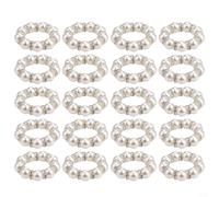 EffiFish Lot de 20 ronds de serviette élégants en perles blanches avec double élastique pour mariages, fêtes, supports de 4 cm de diamètre