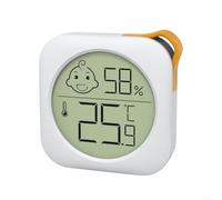 EffiFish Mini thermomètre hygromètre numérique pour chambre intérieure, moniteur précis de température et d'humidité avec cordon et ruban, affichage en temps réel blanc (blanc)