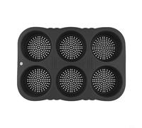 EffiFish Moule à hamburger en silicone anti-adhésif à 6 cavités pour petits pains faits maison Gris 34,5 cm