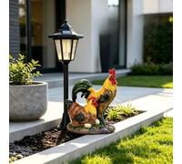 EffiFish Warm Glow Décoration de jardin solaire en forme de coq | Capteur automatique du crépuscule à l'aube, LED blanc chaud, charmant design de coq poule, pour l'énergie solaire