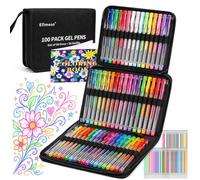 Efimeso 100 Packs De Stylos Gel, 50 Feutres Stylo Paillettes Avec 50 Recharges Dans Un Étui À Fermeture Éclair Pour Les Livres De Coloriage Pour Adultes Et Les Livres D'Écriture Pour Enfants