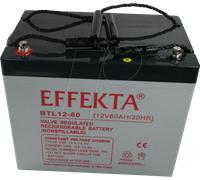 EFKTA BTL12-60 - Batterie plomb feutre, AGM, 12 V, 60 Ah