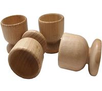 efo Coquetiers en Bois Porte-œufs à la Coque Jeu de 4 Coquetiers de Pâques Décoration en Bois Brut Artisanale Loisirs Créatifs pour Enfants Jouet de Pâques Porte-œufs en Hêtre