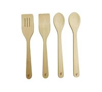 EFO Lot de 4 spatules en bois | Ensemble d'ustensiles en bois de hêtre naturel | Ustensiles de cuisine en bois pour poêles, woks et casseroles | Cuillères pour la cuisine | Idéal pour remuer