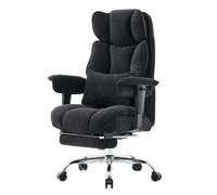 Efomao Chaise de Bureau en Tissu Grande Taille, Fauteuil Ergonomique 200KG, Siège Ordinateur Réglable à Dossier Haut, Chaise Pivotante avec Repose-Pieds et Coussin Lombaire