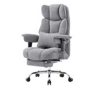 Efomao Chaise de Bureau en Tissu Grande Taille, Fauteuil Ergonomique 200KG, Siège Ordinateur Réglable à Dossier Haut, Chaise Pivotante avec Repose-Pieds et Coussin Lombaire