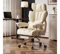 Efomao Chaise de Bureau Grande Taille, Fauteuil Ergonomique en Similicuir PU 200KG, Chaise Ordinateur Réglable à Dossier Haut, Siège Pivotant avec Repose-Pieds et Coussin Lombaire