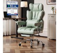 Efomao Fauteuil de Bureau Ergonomique Grande Taille, Chaise de Direction en Cuir PU avec Dossier Haut Réglable, Repose-Pieds et Soutien Lombaire, Fauteuil Pivotant pour Bureau