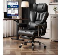 Efomao Fauteuil de Bureau Ergonomique Grande Taille, Chaise de Direction en Cuir PU avec Dossier Haut Réglable, Repose-Pieds et Soutien Lombaire, Fauteuil Pivotant pour Bureau