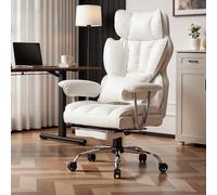 Efomao Fauteuil de Bureau Ergonomique Grande Taille, Chaise de Direction en Cuir PU avec Dossier Haut Réglable, Repose-Pieds et Soutien Lombaire, Fauteuil Pivotant pour Bureau