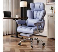 Efomao Fauteuil de Bureau Ergonomique Grande Taille, Chaise de Direction en Cuir PU avec Dossier Haut Réglable, Repose-Pieds et Soutien Lombaire, Fauteuil Pivotant pour Bureau