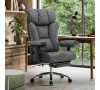 Efomao Fauteuil de Bureau Grande Taille, Chaise Ergonomique en Similicuir PU 200KG, Siège Ordinateur Réglable à Dossier Haut, Fauteuil Pivotant avec Appuie-Tête et Accoudoirs