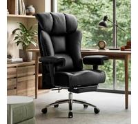 Efomao Fauteuil de Bureau Grande Taille, Chaise Ergonomique en Similicuir PU 200KG, Siège Ordinateur Réglable à Dossier Haut, Fauteuil Pivotant avec Appuie-Tête et Accoudoirs