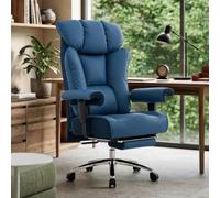 Efomao Fauteuil de Bureau Grande Taille, Chaise Ergonomique en Similicuir PU 200KG, Siège Ordinateur Réglable à Dossier Haut, Fauteuil Pivotant avec Appuie-Tête et Accoudoirs