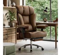 Efomao Fauteuil de Bureau Grande Taille, Chaise Ergonomique en Similicuir PU 200KG, Siège Ordinateur Réglable à Dossier Haut, Fauteuil Pivotant avec Appuie-Tête et Accoudoirs