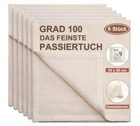 eFond 6 pièces Étamine Alimentaire, 50x50cm Tissu Ourlé Mousseline Alimentaire, Lavable Réutilisable Grade 100 Toile en Coton Pur Non Blanchi, Passoire pour Filtrer Fromage Beurre Jus Lait de Noix