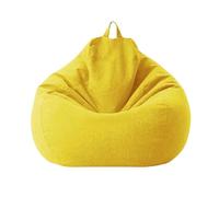 EFRJUWI Pouf de 70 cm Garni de Rembourrage, Grand Pouf en Coton et Lin, Fauteuil de Chambre Relaxant, canapé Lounge(Yellow-70cm)