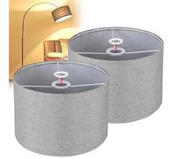 EFUTURETIME 2 × Abat-Jour en Tissu H20 × Ø30 cm E14/E27, Cylindrique, Gris | Lin, Rond, Adapté Aux Douilles, pour Lampadaire Plafonnier Suspension Applique Murale Lampe de Chevet, Lampe de Table