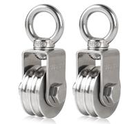 EFUTURETIME 2 x Poulie de Levage Acier Inox 304, Poulie Renvoi pour Cordes de 8 mm avec Boulon à œil M10, Rotatif, Capacité de Charge 200 kg