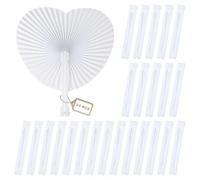 efuturetime 24pcs Éventail Mariage Cœur Blanc en Papier Pliable, Accessoire Photo & Déco Table, Bricolage DIY à Personnaliser pour Anniversaire Fête