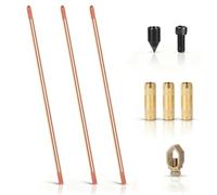 EFUTURETIME 3 x 1m Piquet de Terre Cuivré φ14,2 Connectable | Tige de sol en Cuivre Rouge de 0,2 mm avec 3 Raccords Fileté 5/8", Pince et Boulon d'Entraînement