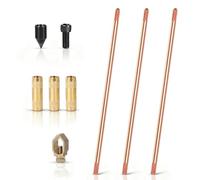 EFUTURETIME 3 x 1m Piquet de Terre Cuivré φ17,2 Connectable | Tige de sol en Cuivre Rouge de 0,2 mm avec 3 Raccords Fileté 3/4", Pince et Boulon d'Entraînement