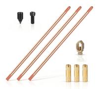EFUTURETIME 3 x 1m Piquet de Terre Cuivré φ20 Connectable | Tige de sol en Cuivre Rouge de 0,2 mm avec 3 Raccords Fileté M22, Pince et Boulon d'Entraînement