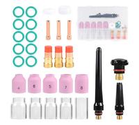 EFUTURETIME 31 Pcs Accessoires de Torches Soudage TIG pour Wp-17/18/26, Kit de Consommables pour TIG avec Capuchon Arrière TIG Buses en Céramique, Coupe en Verre Lentilles à Gaz Stubby
