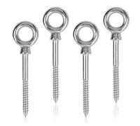 EFUTURETIME 4 x Piton à Visser M10 x 100 mm Filetage à Bois Inox 304 | Vis œil Filet Long en acier inoxydable pour Suspension, Connexion