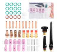 EFUTURETIME 55 Pcs Kit de Accessoires de Torches Soudage TIG pour Wp-17/18/26 avec Capuchon Arrière TIG, Buses en Céramique, Coupe en Verre, Corps de Pinces de Lentilles à Gaz Stubby