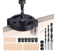 EFUTURETIME Gabarit de Percage Vertical 2-10 mm, Kit de Chevilles, Noir | Trous Locator Travail du Bois, à Centrage Automatique, Guide Droit, Repérage du Centre