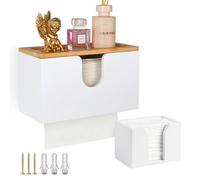 EFUTURETIME Jeu de Distributeurs d'essuie-Mains en Bambou, Distributeur Mural de Serviette en Papier avec Couvercle Magnétique - Petite Boîte à Mouchoirs, pour Papier H2, Mouchoirs, Blanc
