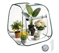 EFUTURETIME Mini Serre de Jardin Pop-Up en PVC 100 x 100 x 97 cm | Tente d'hivernage avec Fermeture Éclair, Transparent, Résistante À L'hiver, pour Protéger Légume, Plante, Fleurs