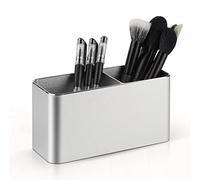 efuturetime Pot à Crayon Rectangulaire en Métal, Porte Stylo Bureau Argent, Organiseur Pinceau Maquillage, Porte Stylo pour Enfant, Bureau, École, Maison
